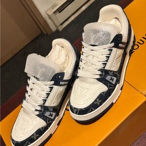 Louis Vuitton Monogram White and Navy Sneakers